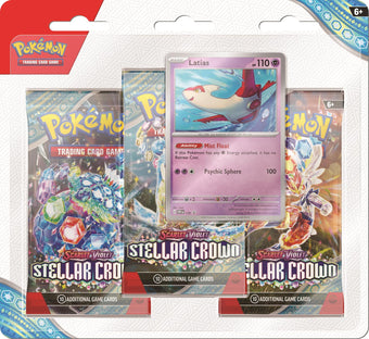 compare product Pokemon Scarlet & Violet Stellar Crown 3-Pack Blister Pack - 24 Pack Box