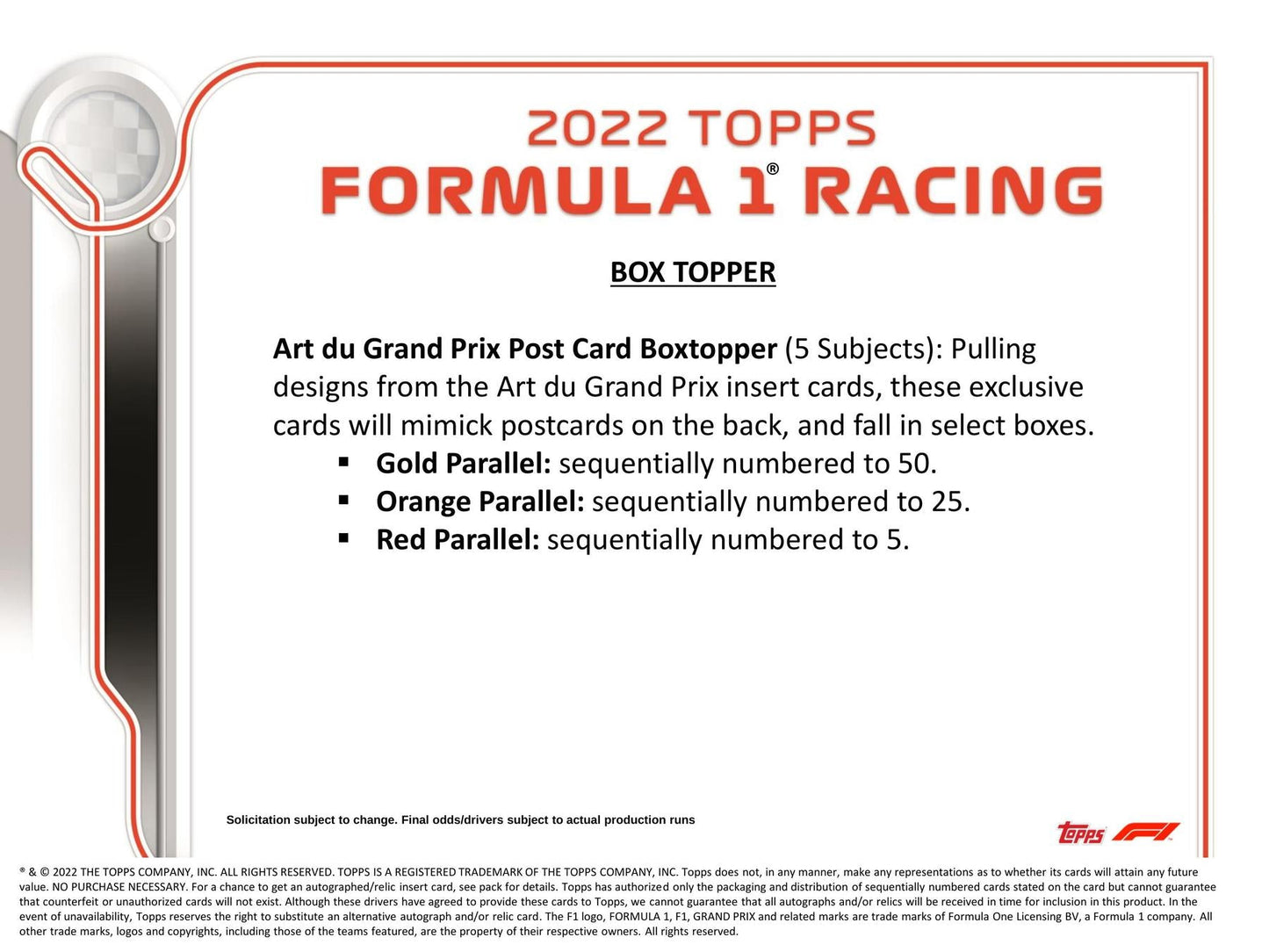 2022 Topps F1 Formula 1 Racing Hobby